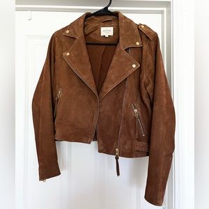 Sezane Zig Jacket, Suede Leather Moto Jacket